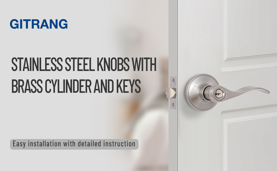 Door Levers Interior Keyed Difference Entry Front/Bedroom Door Handles for Left and Right Opened