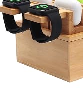Bamboo Charging Stations for Multi Devices, Wood Desktop Docking Station Charger Organizer for Ce...