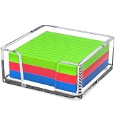 Kucle Sticky Note Holder, Crystal Clear Acrylic Notepad Holder 3x3 in Self-Stick Note Dispenser O...