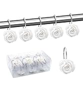 BEAVO Shower Curtain Hooks, Home Decorative Rustproof Shower Curtain Hooks Resin Rose Flower Show...