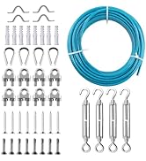 3/16" Sunshade Sail Hardware Kit, Turnbuckles for Cables Wires, PIUM PVC Coated Wire Rope Kits, 1...