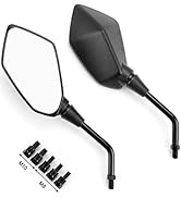 KEMIMOTO Universal Motorcycle Mirrors, Convex Handlebar Rear View Side Mirror with M8 M10 Bolt, C...
