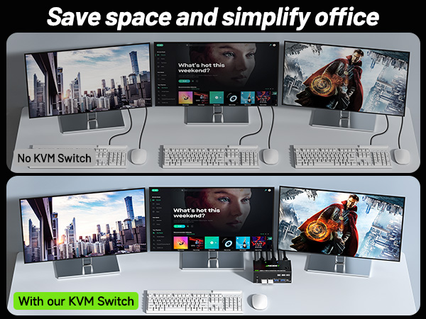 hdmi kvm switch 3 monitors 2 computers displayport