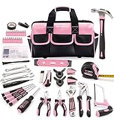REXBETI 219-Piece Pink Tool Set, Ladies Hand Tool Set with 16 inch Tool Bag, Women Home Repairing...
