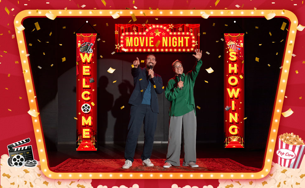 movie night theme door banner