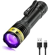 DARKDAWN UV Flashlight 395nm Black Light Mini USB Rechargeable Ultraviolet LED Blacklight Woods L...