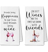 ChissNook Friends Wines Kitchen Towels, Best Friend Wine Lovers Gifts for Women, Friendship Hand ...