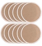 FunWheat 15 Inch Round Jute Placemats Set of 12, Braided Burlap Table Mats for Dining Table, Heat...