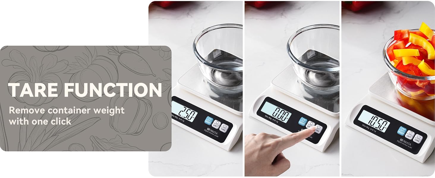 BOMATA 0.1g Food Scale, 13lb Digital Kitchen Scale with Removable Stainless Steel Pan