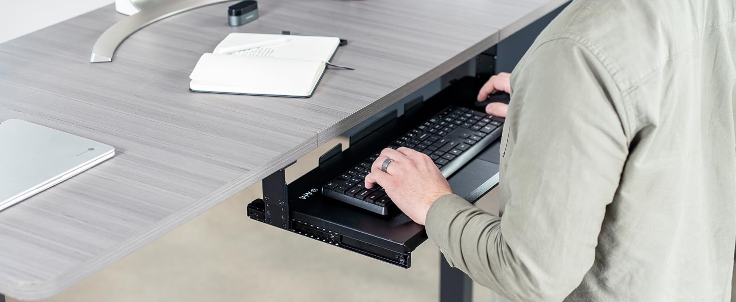 under desk mounted keyboard tray