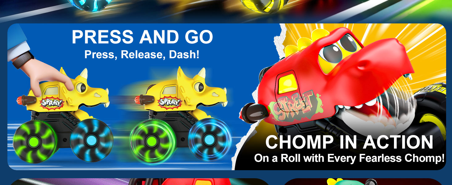 toddler monster truck cars toys press and go dinosaur cars for toddlers 1-3 2-4 3-5 3+ year old boys