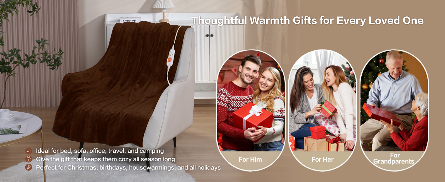 Gift heated electric blanket for family friends men and women for chrismas birthday