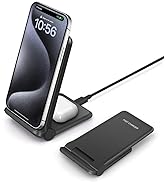 25W Wireless Charger,Foldable 2 in 1 Wireless Charging Station for Apple iPhone 15/15 Pro/14/13/1...