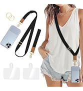 Piefly Phone Lanyard Crossbody Wrist Strap, Black Cell Phone Lanyards for Around the Neck Wristle...