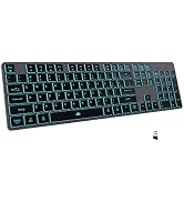 Wireless Backlit Keyboard, Rechargeable USB Silent Keyboard, 2.4G Cordless Full Size, Compatible ...