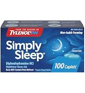 Tylenol Simply Sleep Nighttime Sleep Aid Caplets, 25 mg Diphenhydramine HCl, Non-Habit Forming Sl...