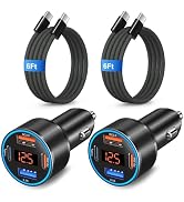 Car Charger USB C, 65W 4-Port Dual 12V USB-C & USB-A Car Phone Charger | Super Fast Charging, Cig...