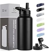 DOMICARE 32 oz Insulated Water Bottle, Vacuum Insulated Stainless Steel Sports Water Bottle with ...