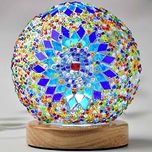 Colorful glass Turkish Moroccan table lamps Mosaic mosaic light Bohemian living room bedroom