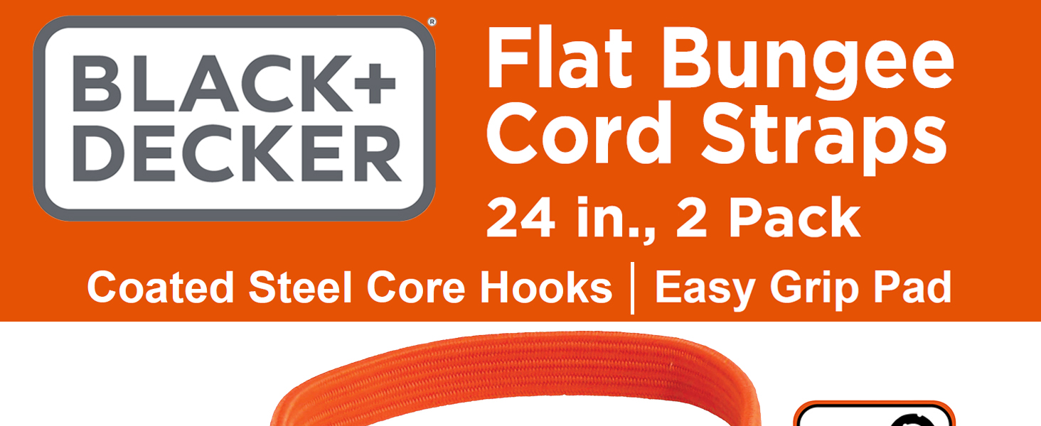 BDX1010 Flat Bungee Cord Straps, 24in., 2 Pack