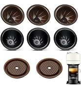 Sendoger 8 pack Reusable Pods Set for Nespresso Vertuo: 3 Black (230ml), 3 Brown (150ml) Refillab...