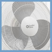 comfort zone standing fan oscillates 90 degrees