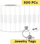 500 Labels/Roll Self-Adhesive Jewelry Price Tags for Necklace, Bracelet, Ring - Blank White Recta...