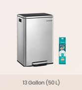 SONGMICS Trash Can, 13-Gallon, Stainless Steel, Soft-Close Lid | Garbage can with 15 trash bags, ...