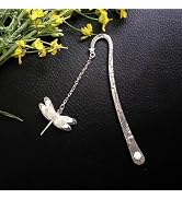 Silver Dragonfly Luminous Bookmark Retro Feather Metal Bookmark, Glow in The Dark, Ideal Gift for...