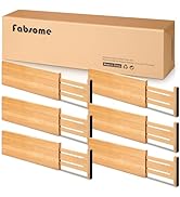 Fabsome Dresser Drawer Organizers 6 Pack, 4.65'' High Adjustable from 17-22‘’ Bamboo Drawer Divid...