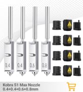 4PCS 0.4/0.4/0.6/0.8mm Kobra S1 Max Quick-Swap Hardened Steel Nozzle,High Speed Print Head Extrud...