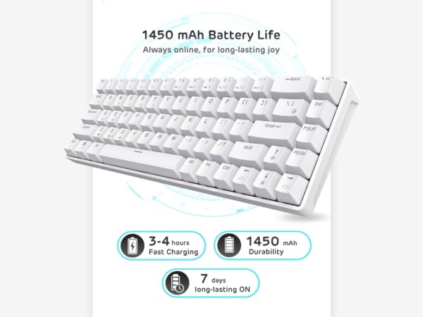 Hot-Swappable 65% Wireless Mechanical Keyboard, 60% 68 Keys Compact Bluetooth Gaming Keyboard