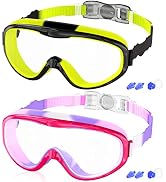 COOLOO Kids Swim Goggles for Age 3-15, 2 Pack Kids Goggles for Swimming with Nose Cover, No Leaki...