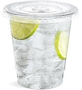 SHOPDAY Disposable Plastic Cups with Lids 8oz Clear Plastic Cups 50 Pack, Cold Drink Containers P...