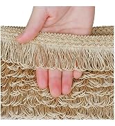 fenghuagwu 5 Yards Gold Lace Fringe Tassel Trim 1.8 Inch Wide Fibre Trim for Sewing Quilting Clot...