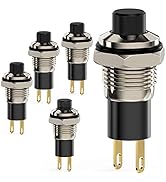 DIYhz Push Button Switch, Self-Locking Mini Switches Latching 10mm Round DC24V 0.5A Black Cap 5PCS