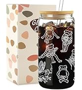 Mikopei Frog Gifts for Women - Cute Glass Cups with Lids and Straws, Funny Frogs Decor Stuff Deco...