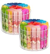 2-Pack Divided Drink Packet Organizer, Rotating Turntable Organizer, Spinning Powdered Drink Mix ...
