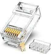 CNCOB Cat6 Connector RJ45 Connectors 100pcs UTP 8P8C RJ45 2 Pieces Load Bar Modular Plug Gold Pla...