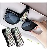Set of 2 Bling Rhinestone Car Sun Visor Glasses Holders with Anti-Scratch Sponge,Car Decoration f...