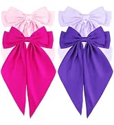 Atoden Hair Bows Silky Satin Bows for Hair Ribbons 4Pcs Coquette Oversized Long Tail Hair Bow Cli...