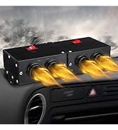 YOMTOVM 12V Car Heater Defroster, Portable 500W 4 Hole Warm Air Blower Universal Windscreen Demis...