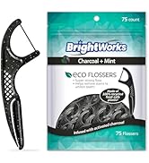 Brightworks ECO Sustainable Floss Picks - 225 Count - PFAS Free - Made in USA Charcoal + Mint Inf...