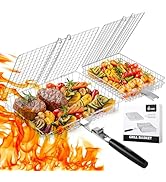 Nesting Grill Baskets, 2PCS Grilling Baskets for Outdoor with Removable Handle, Stainless Steel B...