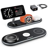 JARGOU Aluminum Alloy Wireless Charger Pad for Travel, 3 in 1 Charging Station for Apple Device, ...