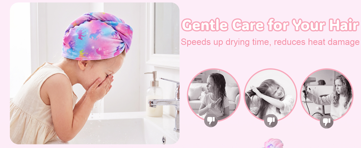Microfiber Hair Towel Wrap for Kids 2 Pack