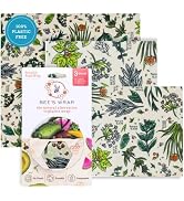 Bee's Wrap Beeswax Food Wraps, 3 Pack Assorted - Herb Garden | Organic Beeswax Wraps - Small, Med...
