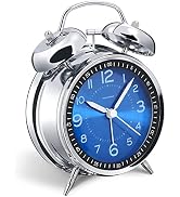 Peakeep Loud Alarm Clock for Heavy Sleepers Adults, Metal 4.5 Inches Twin Bell Battery Operated A...