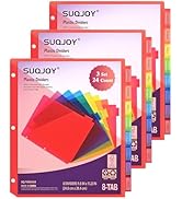 SUQJOY Binder Index Dividers with Tabs, 24 Count 3 Ring Binder Dividers with Pockets, 8 Tab Divid...