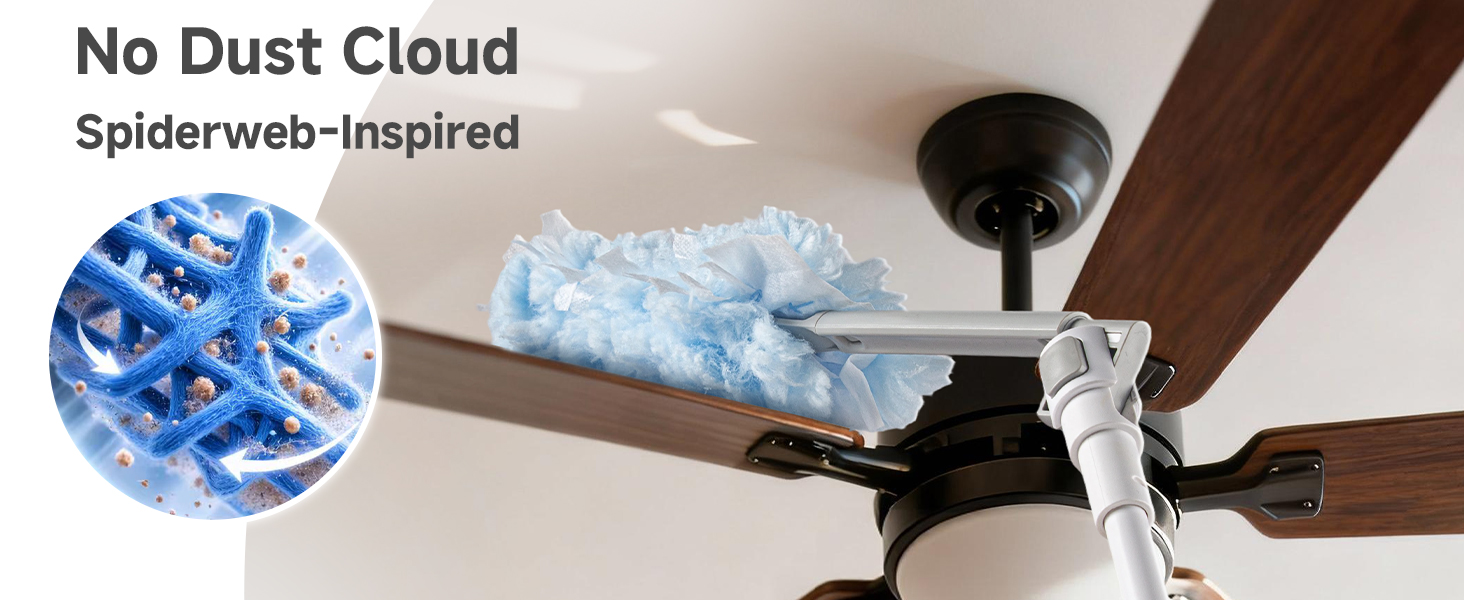 Dense microfiber fibers designed to trap and hold fine dust for everyday cleaning.